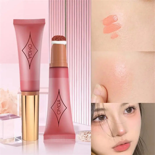 1/2/4pc Liquid Blush Cheek Tint Sponge Tip Soft Smooth Face Makeup Blusher Rouge Pigment Waterproof Long Lasting Creamy Cosmetic